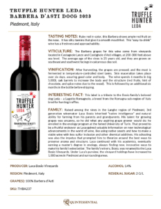 2023 Truffle Hunter Leda Barbera d’Asti – Fact Sheet
