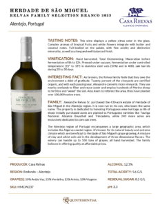 2023 Herdade de São Miguel Colheita Seleccionada Branco – Fact Sheet