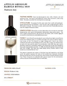 2019 Attilio Ghisolfi Barolo Bussia – Fact Sheet