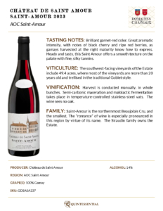 2023 Georges Duboeuf Château de Saint-Amour – Fact Sheet