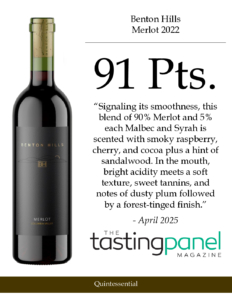 2022 Benton Hills Merlot – 91 points, Tasting Panel – Accolade Sell Sheet