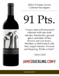 2022 G3 Cabernet Sauvignon – 91 points, James Suckling – Accolade Sell Sheet