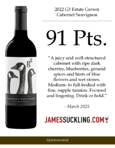 2022 G3 Cabernet Sauvignon – 91 points, James Suckling – Accolade Sell Sheet