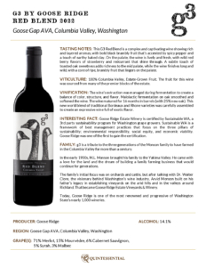 2022 G3 Red Blend – Fact Sheet