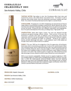 2023 Matetic Vineyards Corralillo Chardonnay – Fact Sheet