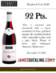 2020 Georges Duboeuf Moulin-À-Vent – 92 points, James Suckling – Sell Sheet