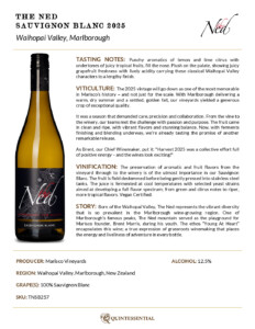 2025 The Ned Sauvignon Blanc – Fact Sheet