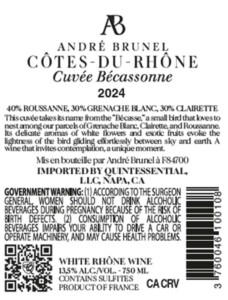 Andre Brunel CDR Cuvee Becassonne CA CRV BKL