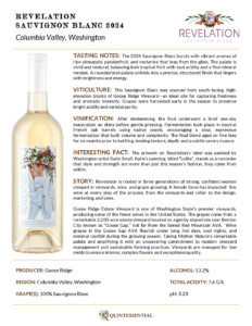 2024 Revelation Sauvignon Blanc – Fact Sheet