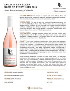 2024 Lucas & Lewellen Rosé of Pinot Noir – Fact Sheet