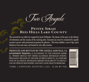 Two Angels Petite Sirah – Back Label – Non-Vintage