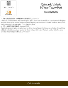 Quinta do Vallado 50 Year Old Tawny – Press Highlights