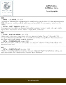 Le Merle Blanc de Château Clarke – Press Highlights