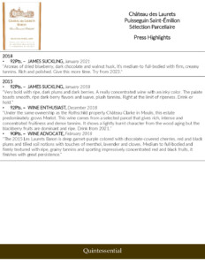 Château des Laurets Puisseguin Saint-Émilion Sélection Parcellaire – Press Highlights