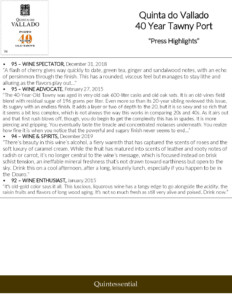Quinta do Vallado 40 year Old Tawny – Press Highlights