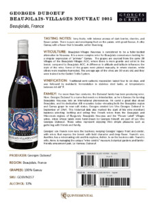 2025 Georges Duboeuf Beaujolais-Villages Nouveau – Fact Sheet