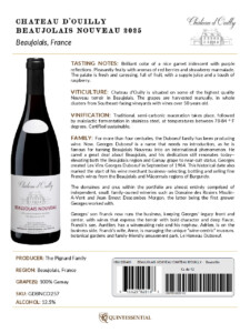 2025 Georges Duboeuf Chateau d’Ouilly Beaujolais Nouveau – Fact Sheet