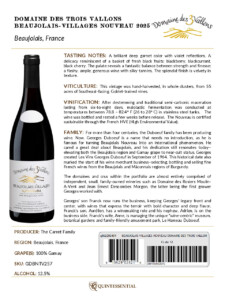 2025 Georges Duboeuf Domaine des 3 Vallons Beaujolais-Villages Nouveau – Fact Sheet