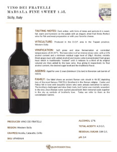 Vino Dei Fratelli Marsala Fine Sweet- Fact Sheet