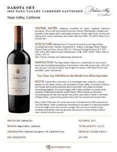 2023 Dakota Shy Napa Valley Cabernet Sauvignon – Fact Sheet