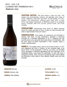 2024 Bel Colle Langhe DOC Nebbiolo – Fact Sheet
