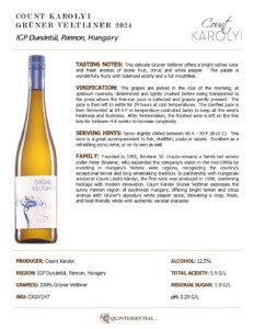 2024 Count Karolyi Grüner Veltliner – Fact Sheet