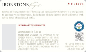 Ironstone Merlot – Back Label – 2022 & After