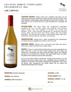 2024 Leaping Horse Chardonnay – Fact Sheet