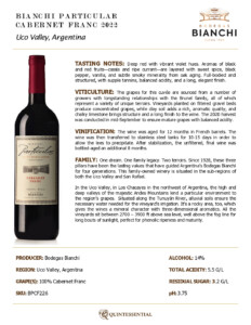 2022 Particular Cabernet Franc – Fact Sheet