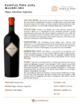 2021 Pascual Toso Alta Malbec – Fact Sheet