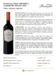 2022 Pascual Toso Reserva Cabernet Franc – Fact Sheet