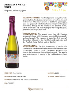 Princesa Cava Brut – Fact Sheet