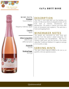 Princesa Cava Brut Rosé – Fact Sheet