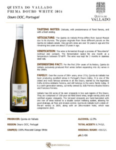 2024 Quinta do Vallado Prima Moscatel – Fact Sheet
