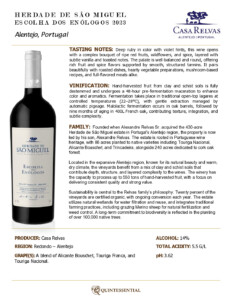 2023 Herdade de São Miguel Escolha dos Enologos Red Wine – Fact Sheet