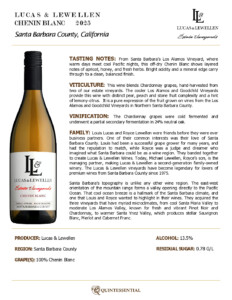 2025 Lucas & Lewellen Chenin Blanc – Fact Sheet