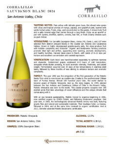 2024 Matetic Vineyards Corralillo Sauvignon Blanc – Fact Sheet