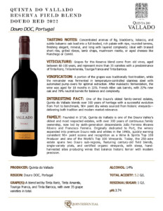 2022 Quinta do Vallado Reserva Red Field Blend – Fact Sheet