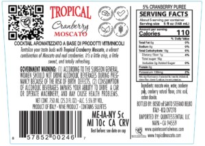Tropical Cranberry Moscato – Back Label – 2025 & After