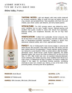 2025 André Brunel Vin de Pays Rosé – Fact Sheet