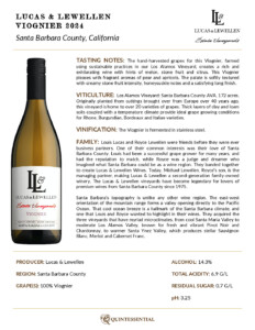 2024 Lucas & Lewellen Viognier – Fact Sheet