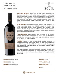 2021 Viña Eguía Reserva – Fact Sheet