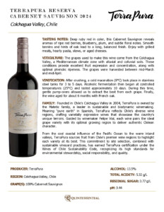 2024 TerraPura Reserva Cabernet Sauvignon – Fact Sheet